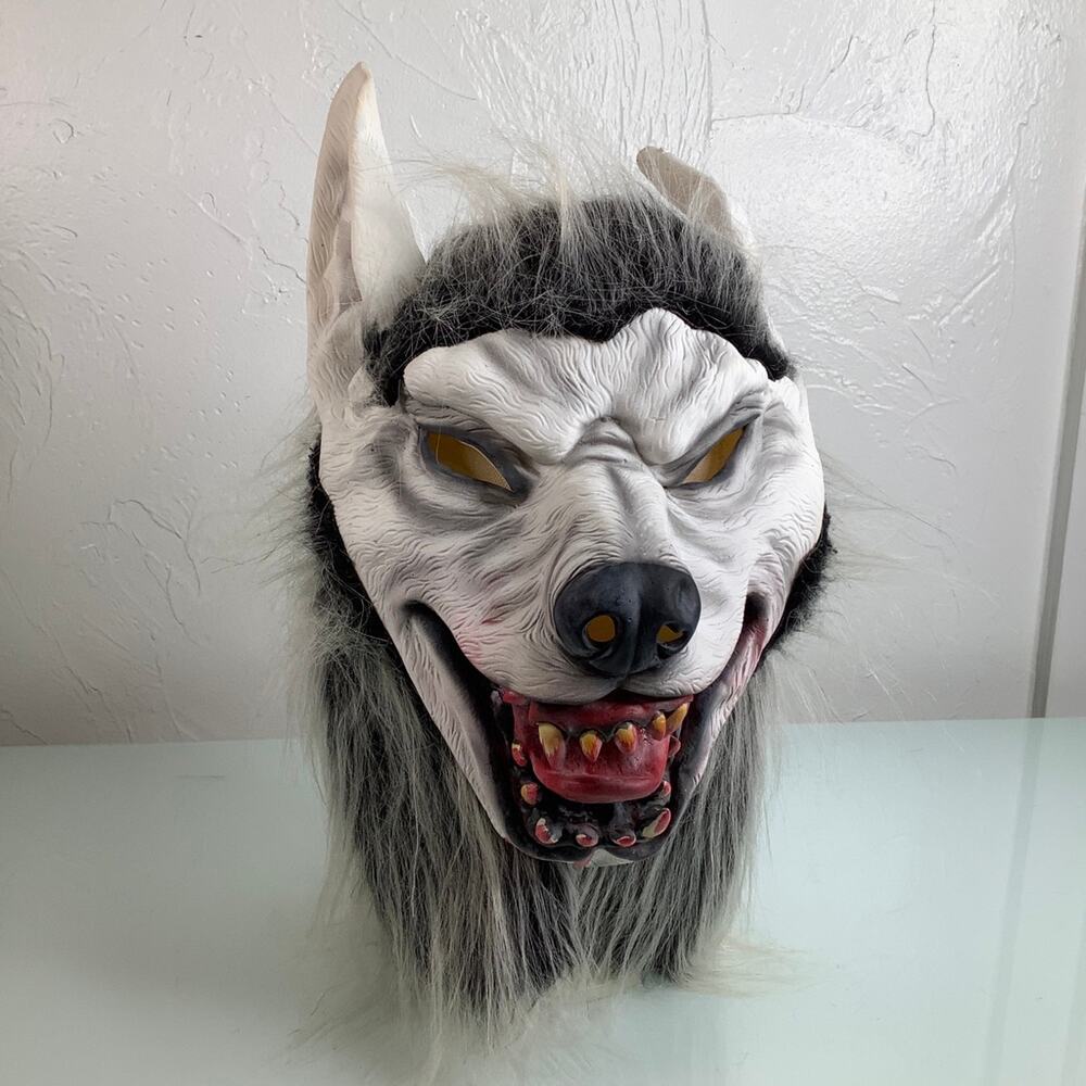 Vintage Werewolf full face faux hair bloody hungry Mask adult size